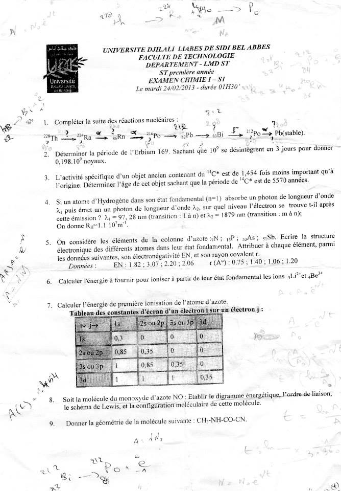 www.espace-etudiant.net - examen chimie 1 ST 2013 - Université Djillali Liabes Sidi Bel Abbes.jpg